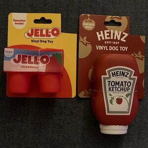 NWT Fun Red Vinyl Dog Toys 2 pieces Originals.
